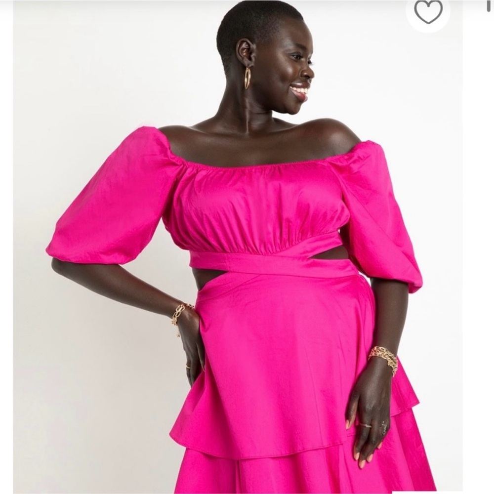 Eloquii Pink Off-Shoulder Mini Dress